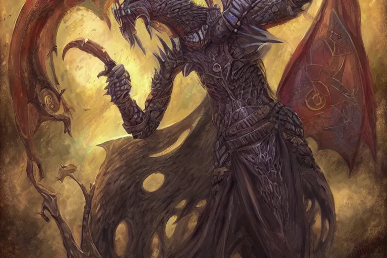 Image similar to Portrait of a draconic humanoid mage in fantasy style by Chris Rahn.