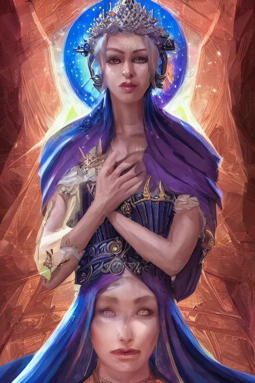 Prompt: the empress from major arcana character concept art, digital painting, mixed media, trending on artstation and deviantart, epic composition, magnum opus, highly detailed, 8 k