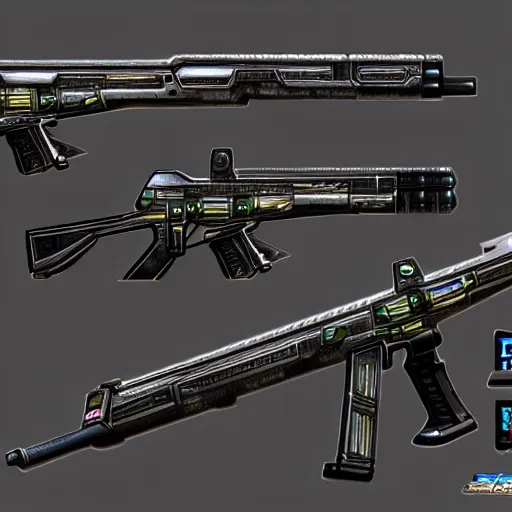 Image similar to a realistic looking photon rifle from Phantasy Star Online, high detail, high contrast