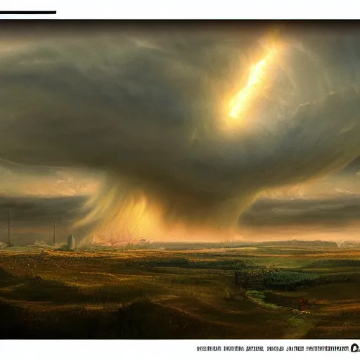 Image similar to a tornado in the distant landscape, hdr, artstation, shuttershock, 4 dimensions