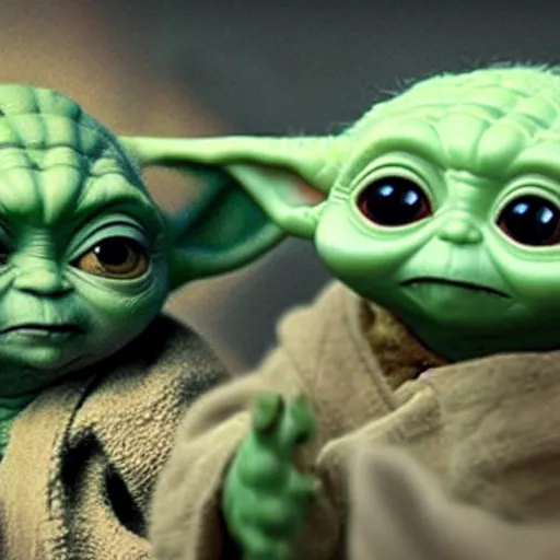 Image similar to Baby Yoda And group meet each other for the first time 4K quality super realistic