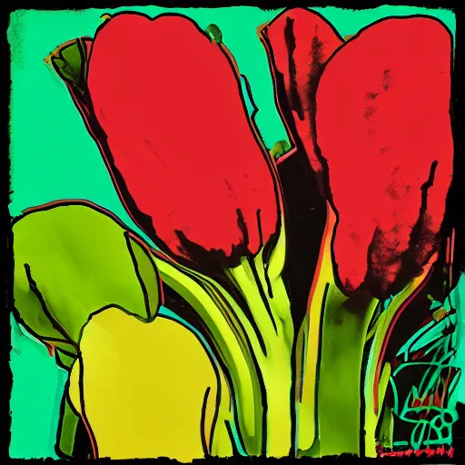 Image similar to a brocolli by andy warhol, digital art, trending on artstation
