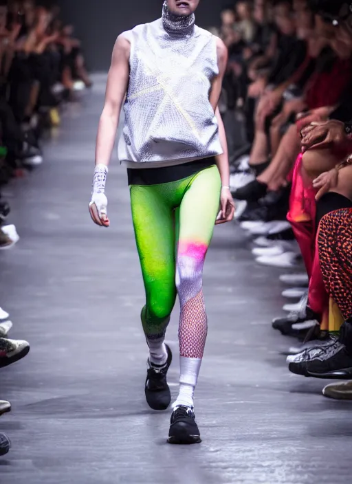 Image similar to hyperrealistic and heavy detailed adidas avant garde runway show of movie the fifth element diva, leica sl 2 5 0 mm, vivid color, high quality, high textured, real life