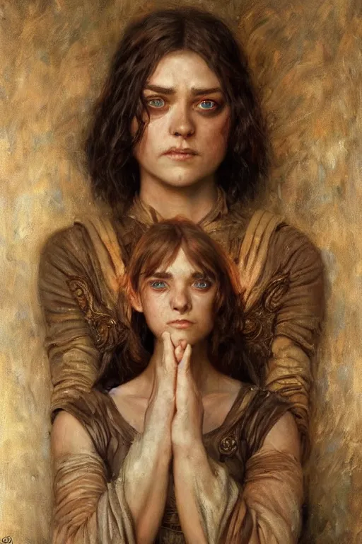 Image similar to arya stark. art by gaston bussiere and tomasz alen kopera.