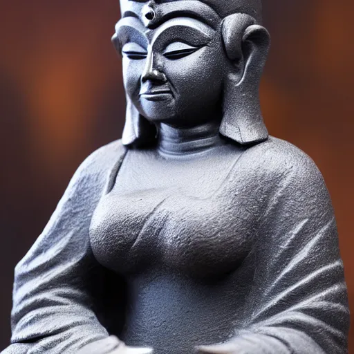 Image similar to female darth vader as buddha statue, 5 5 mm