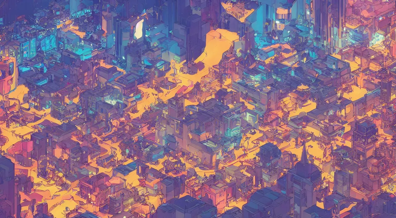 Prompt: vector cutout bazaar zouk oriantal multicolorful sky shine place mosquet painting stylized digital illustration video game icon global illumination ray tracing in borderlands by victo ngai, andreas rocha, john harris and feng zhu and loish and laurie greasley