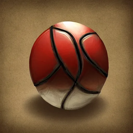 Prompt: a dungeons and dragons mimic shaped as a basketball, digital art