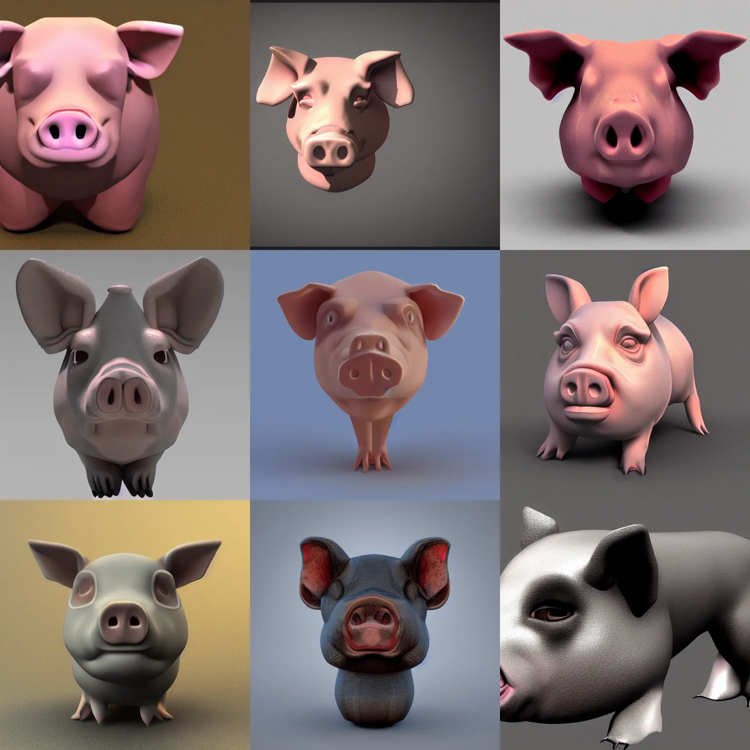 Prompt: Houdini pig head render in Mantra