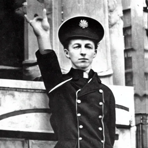 Prompt: rimbaud in ss uniform at the parade of the third reich during the great sweep