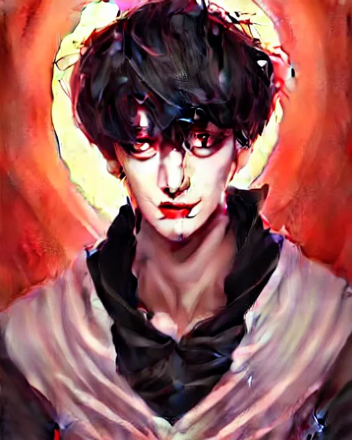 Prompt: digital art, fantasy portrait of vampire jungkook, by james jean, by ross tran, ultra detailed, character design, concept art, trending on artstation,