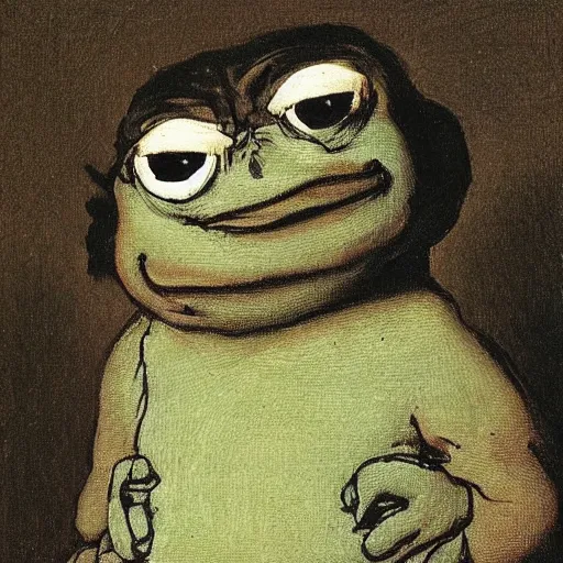 Prompt: pepe the frog by rembrandt