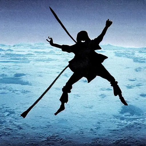 Prompt: a ninja on neptune photograph