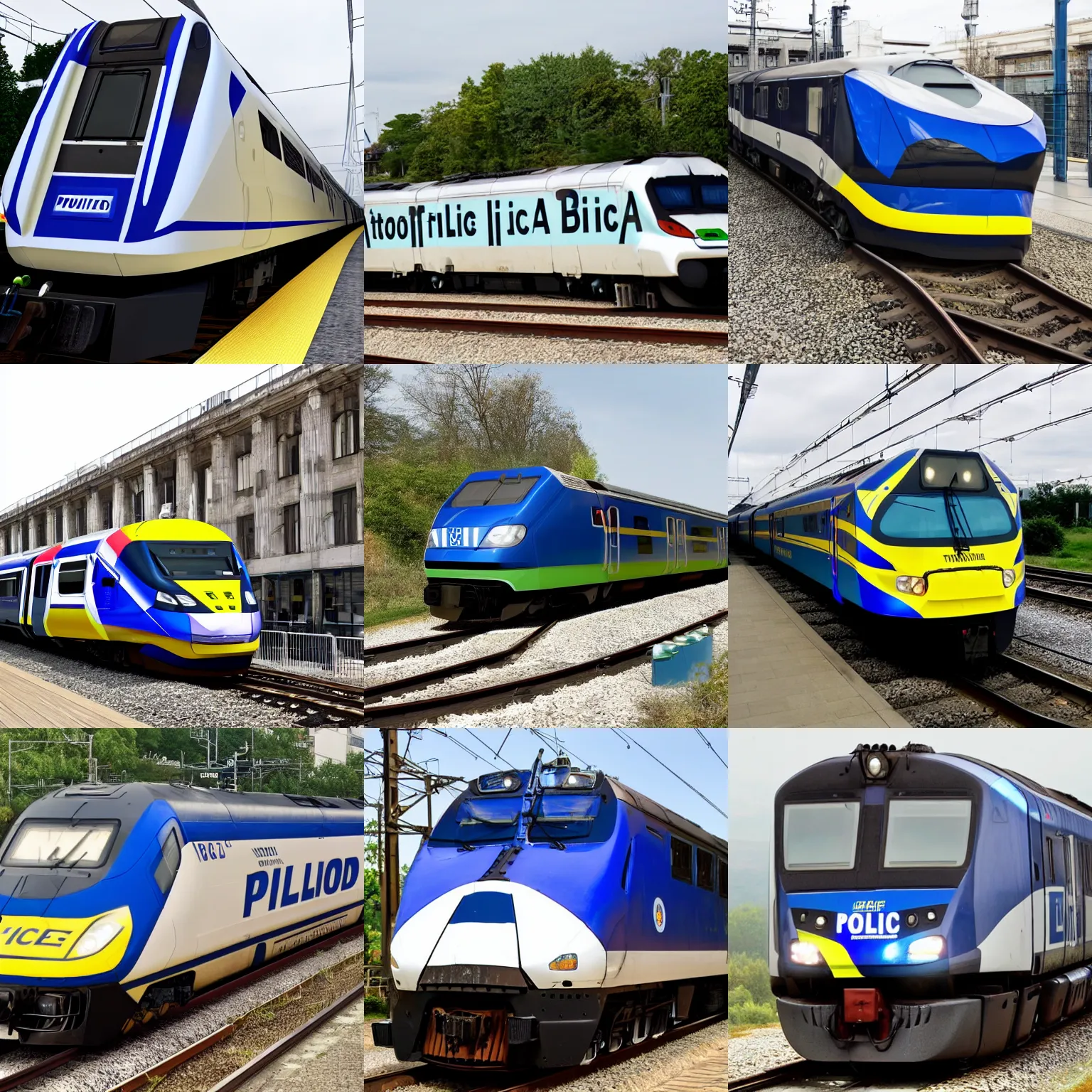 Prompt: a train, with a police livery