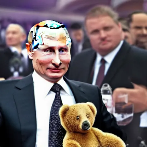 Image similar to vladimir putin drinks vodka riding the bear