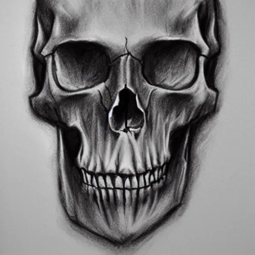 Image similar to Charcoal fine art sketch, animal skull