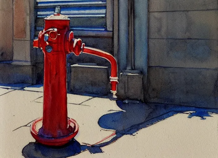 Image similar to concept art of a hydrant, pinterest, artstation trending, behance, watercolor, by coby whitmore, silver, laser light,