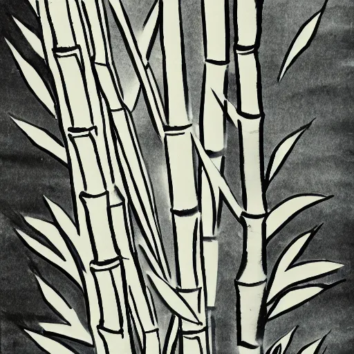 Image similar to bamboo, chinese ink painting, monochrome,