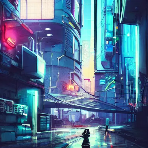 Image similar to beautiful graffiti on a wall, cyberpunk city, happy mood, futuristic, high detail, sunset, photorealistic