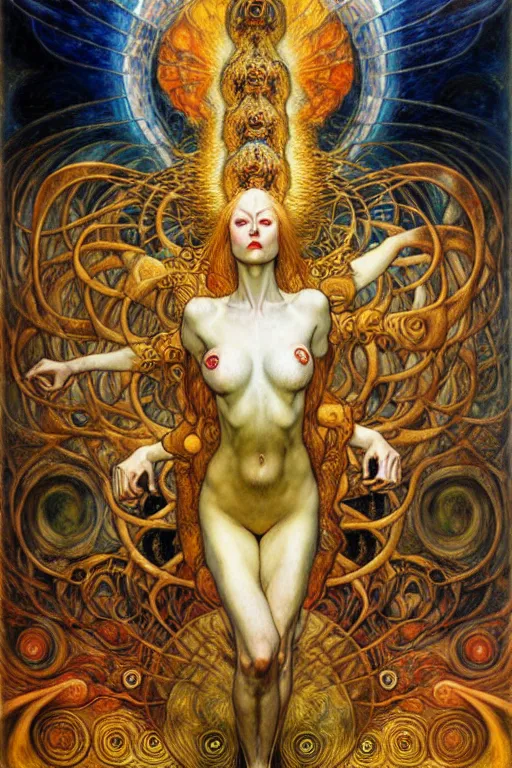 Image similar to Divine Chaos Engine by Karol Bak, Jean Delville, William Blake, Gustav Klimt, and Vincent Van Gogh, symbolist, visionary