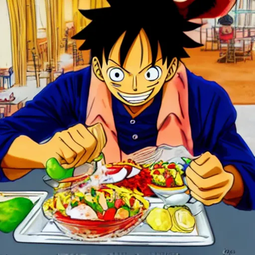Image similar to Luffy eating ceviche