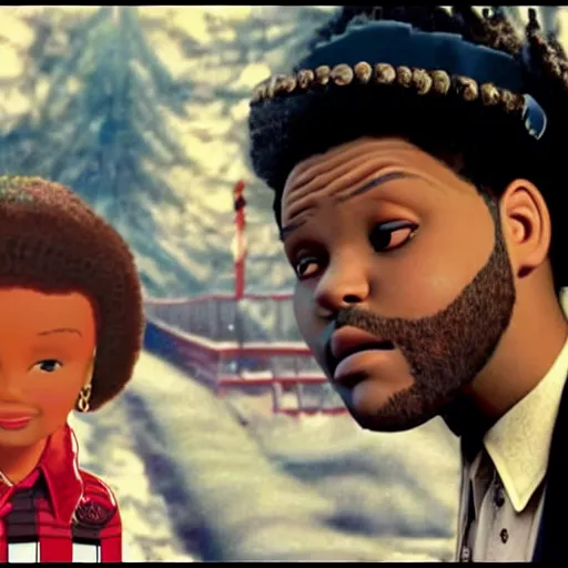 Prompt: the weeknd as a child in the movie the polar express