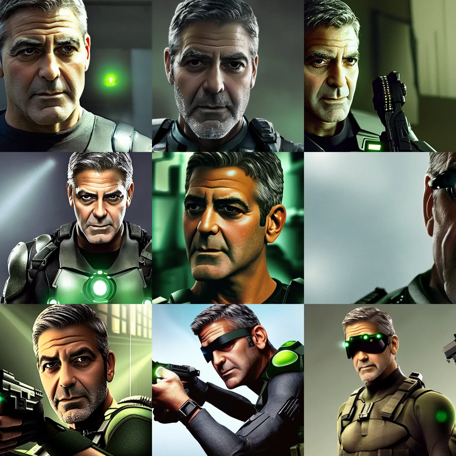 Prompt: film still of george clooney as sam fisher in splinter cell, 8 k,