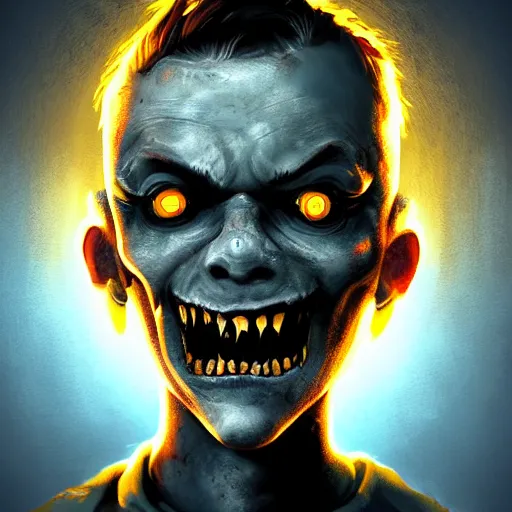 Image similar to angry horrible zombie portrait, grimdark urban game icon, stylized digital illustration, radiating a glowing aura, global illumination, ray tracing, hdr, fanart arstation by ian pesty and katarzyna bek - chmiel