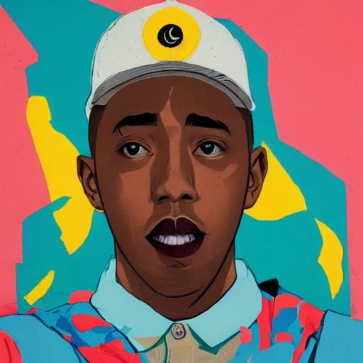 Image similar to Tyler the creator as robin Painting by Sachin Teng, asymmetrical, Organic Painting , Matte Painting, geometric shapes, hard edges, graffiti, street art,:2 by Sachin Teng:4