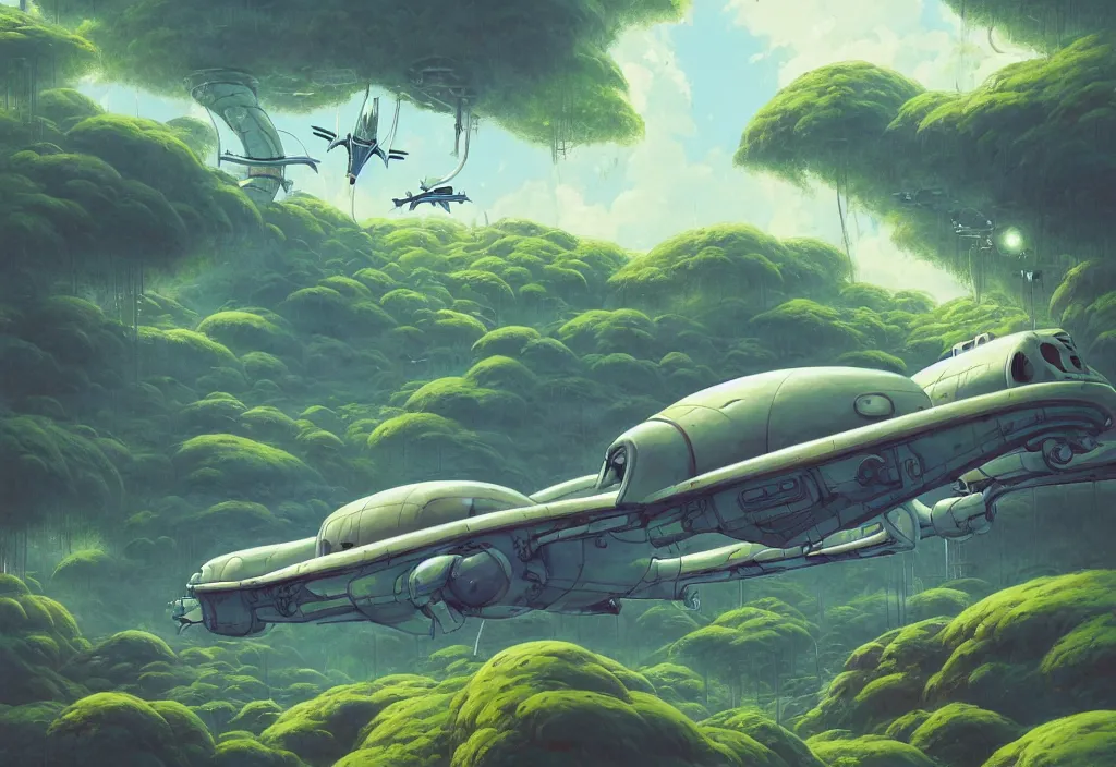 Image similar to chubby futuristic abandonned airplane in an alien jungle, intricate oil painting, high detail illustration, sharp high detail, manga and anime 1 9 9 9, official fanart behance hd artstation by jesper ejsing and makoto shinkai, 4 k,