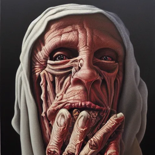 Prompt: leper messiah. by gerardo dottori, hyperrealistic photorealism acrylic on canvas