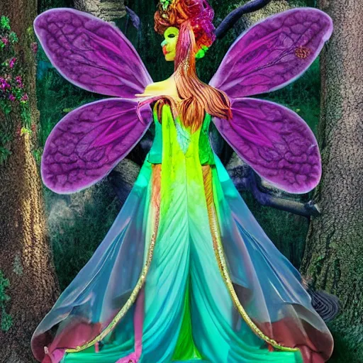 Prompt: medusa mythology fairy bright dress