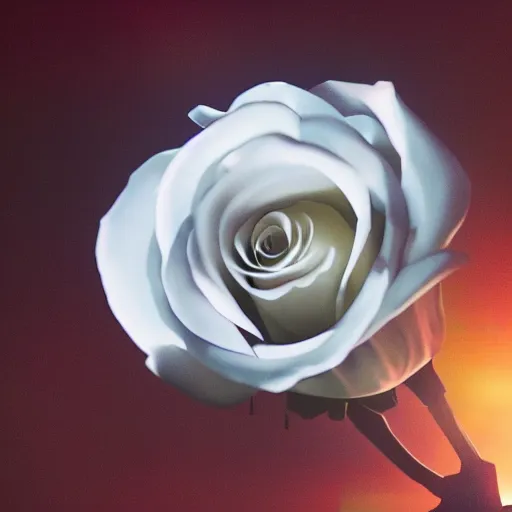 Image similar to white rose from mr robot, in the style of hideki anno, inspired by evangelion, photorealistic, epic, super technical, cinematic still