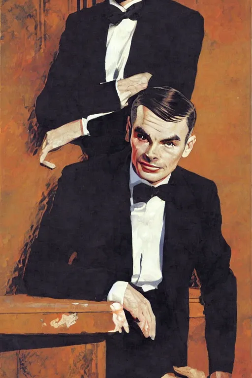 Image similar to portrait of alan turing as james bond, by robert mcginnis