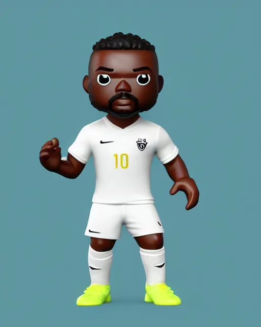 Prompt: full body 3 d render of soccer player as a funko pop!, studio lighting, white background, single body, no shadow, blender, trending on artstation, 8 k, highly detailed