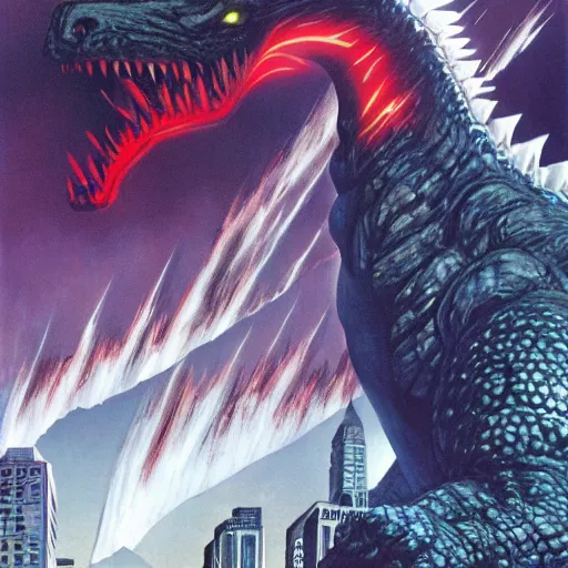 Image similar to godzilla by alex ross