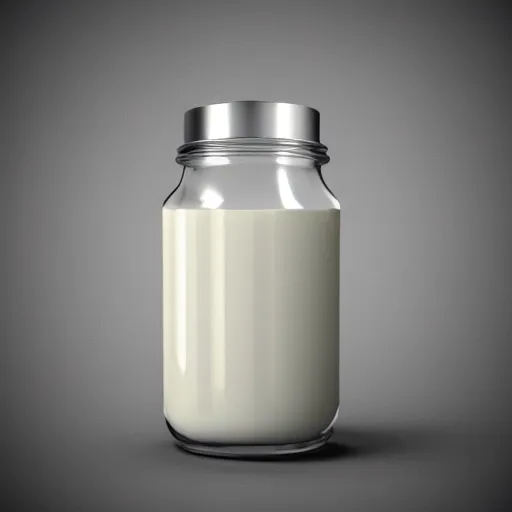 Image similar to cinematic shot jar full of milk, mood lighting, fantasy, detailed face, highly detailed, super realistic, perfect lighting