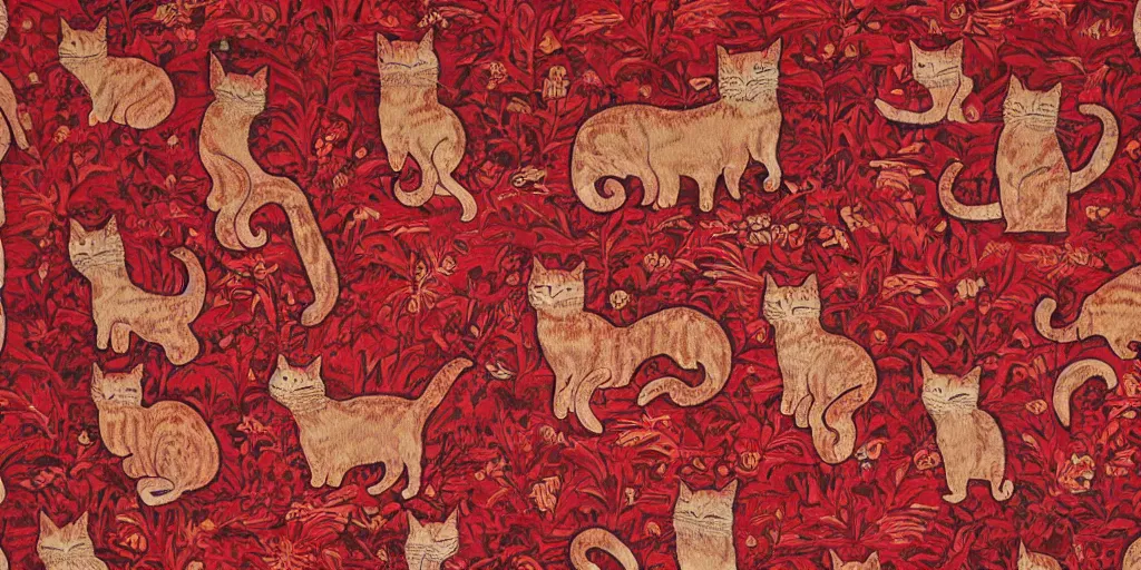 Image similar to tapestry red cat