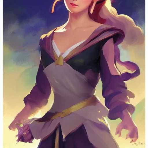 Image similar to greg manchess portrait of zelda as disney character, matte painting, bold shapes, hard edges, by huang guangjian, gil elvgren, sachin teng. in a beautiful landscape full of emotions, cgsociety masterpiece, artstation trending, by rossdraws, ghibli, kimi no na wa, greg rutkowski, simon stalberg, greg manchess