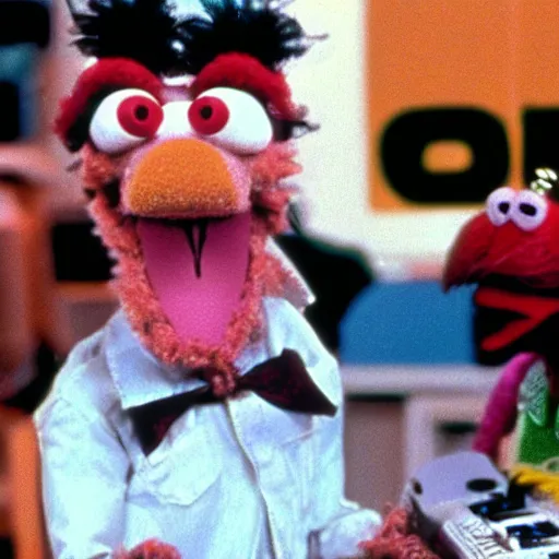 Image similar to high quality movie still of gonzo the muppet in back to the future