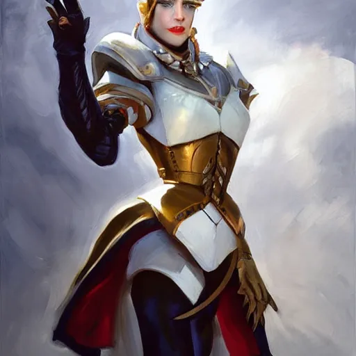 Image similar to greg manchess portrait painting of armored white queen from alice in wonderland as overwatch character, medium shot, asymmetrical, profile picture, organic painting, sunny day, matte painting, bold shapes, hard edges, street art, trending on artstation, by huang guangjian, gil elvgren, ruan jia, randy vargas, greg rutkowski