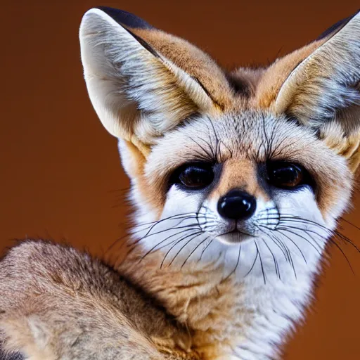 Prompt: close-up photograph of a fennec fox, incredibly detailed, highly textured, very beautiful, high contrast studio lighting, 50mm lens