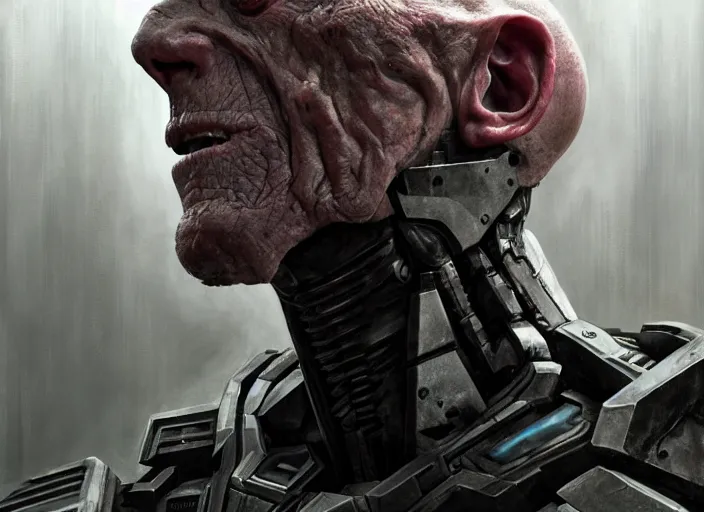 Image similar to michael berryman as victor stone, full body concept, cyborg, borg, strogg, face of a man, terminator, flesh, quake strogg, doom demon, wolfenstein, monstrous, powerful, symmetry, symmetrical, concept art by ruan jia and greg rutkowski