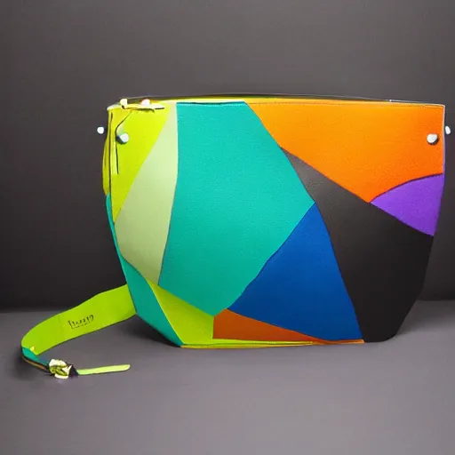 Prompt: designer bag in the shape of an artist's palette