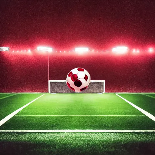 Prompt: nft card with a football on a football field with stadium light, epic, hyper realistic, volumetric lighting, award winning sports photography