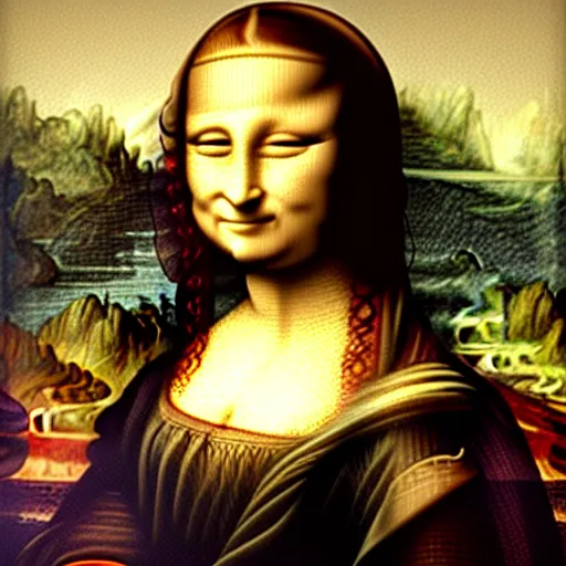 Image similar to mona lisa texting