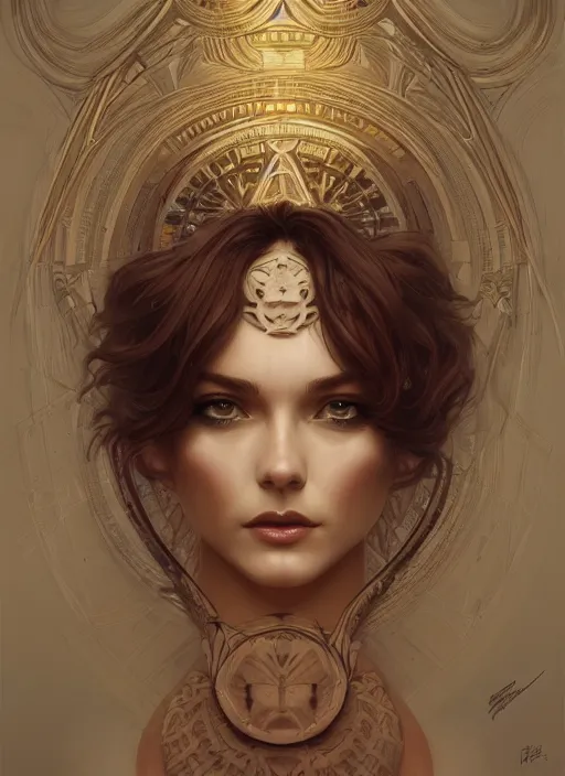 Image similar to symmetry!! pinup, machine parts embedded into face, intricate, elegant, highly detailed, digital painting, artstation, concept art, smooth, sharp focus, illustration, art by artgerm and greg rutkowski and alphonse mucha, 8 k