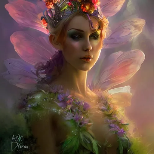 Image similar to Queen of the fae. Fairy people. A fairy Queen. By Richard Brooks. By Anna Podeworna. Jordan Grimmer. Cgsociety.