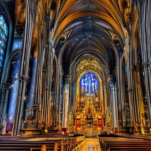 Image similar to detailed beautiful high quality digital art of a magnificent Catholic Cathedral, 4K detailed