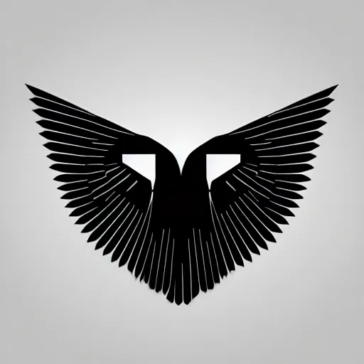 Image similar to 2 dimensional, vector, low poly, white eagle icon, black background, cgsociety, artstation