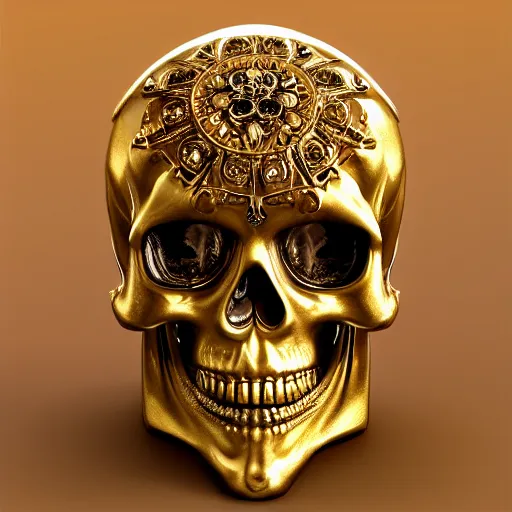 Image similar to gold ornate gothic skull with jewels digital art, artstation, concept art